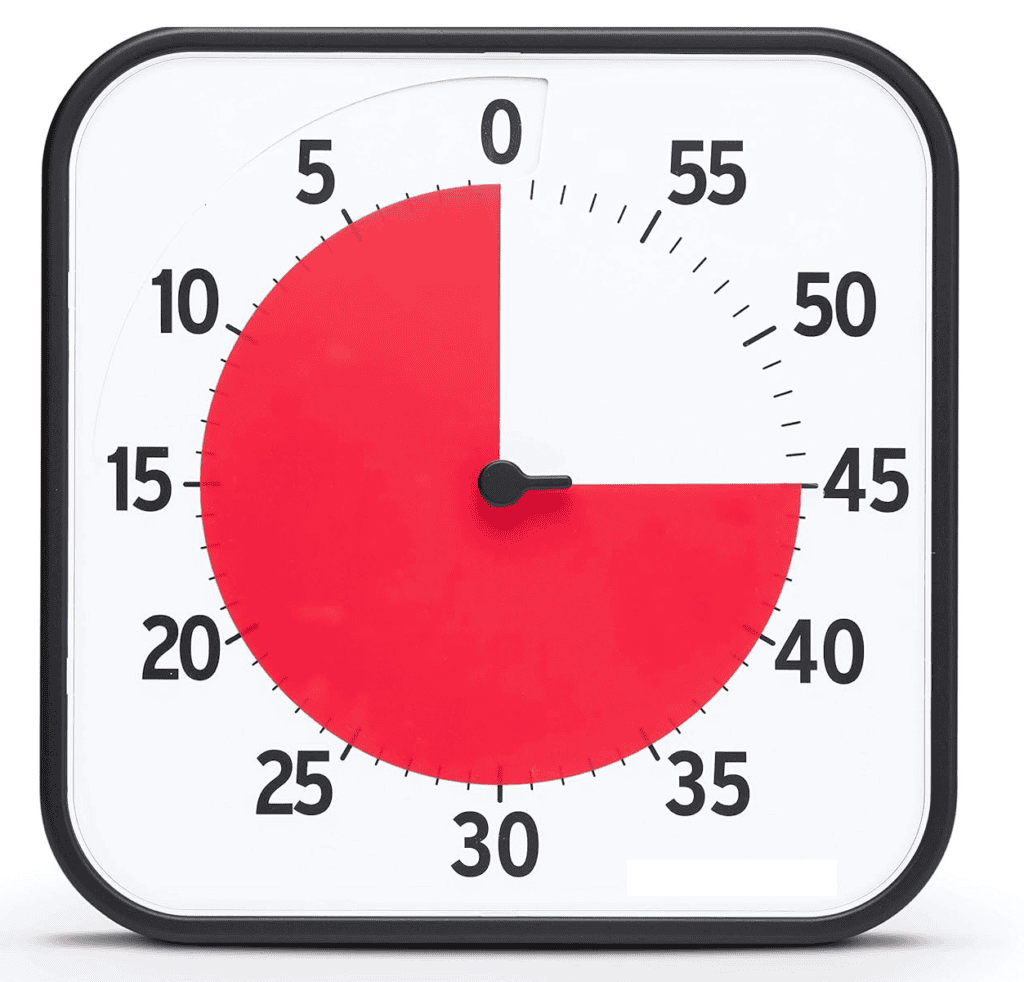Time Timer displaying a significant red portion, illustrating the concept of remaining time for children with Oppositional Defiant Disorder.