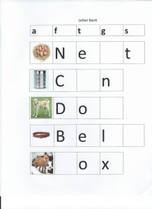 phonics worksheet with letter bank
