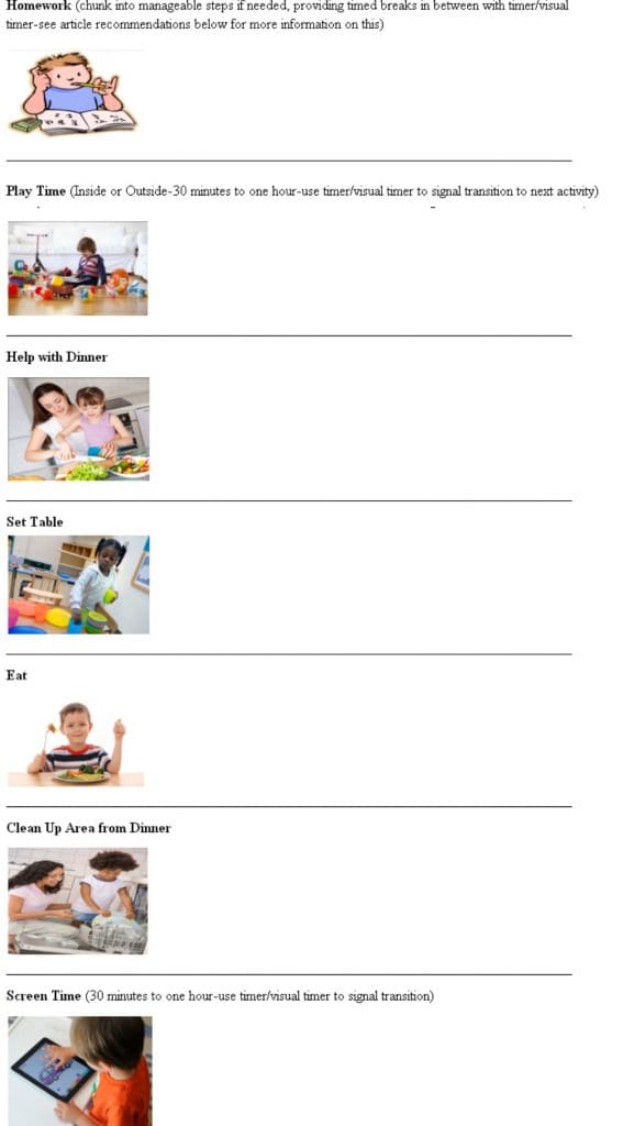 how to make a visual schedule for autism spectrum