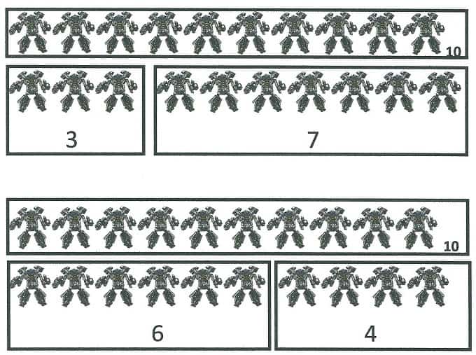 Demonstrate how 10 can be split into two numbers