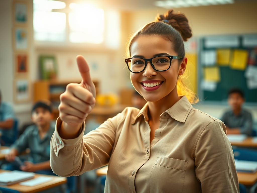 Teacher giving thumbs up